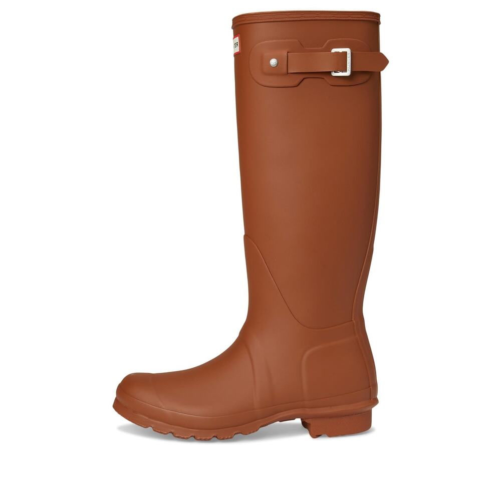 HUNTER WOMENS ORIGINAL TALL BOOTS MEDIUM BROWN,10 MEDIUM - Picture 4 of 7